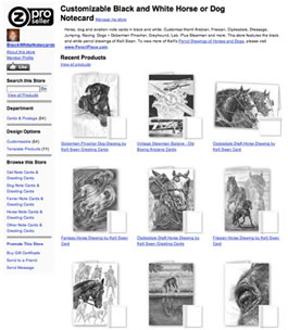 Black and White Horse and Dog Notecards by Kelli Swan at Zazzle
