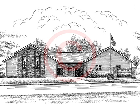 pen & ink church illustration 